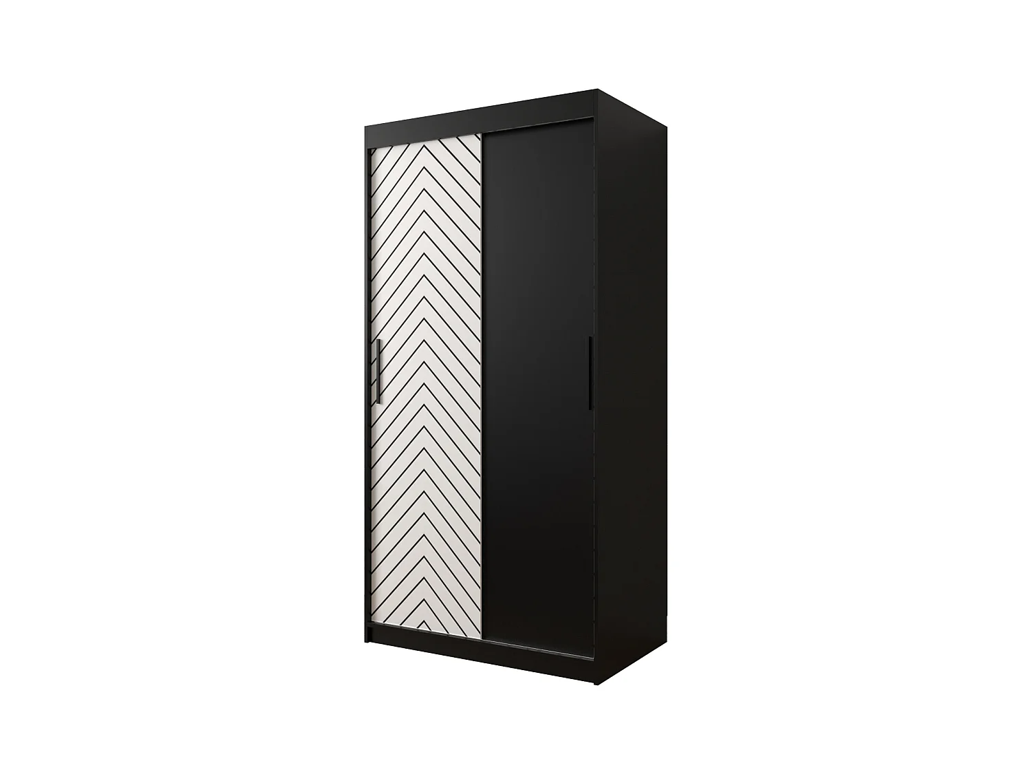 Armoire à portes coulissantes Jodełka 200/100/62 2 portes (Noir/Blanc)