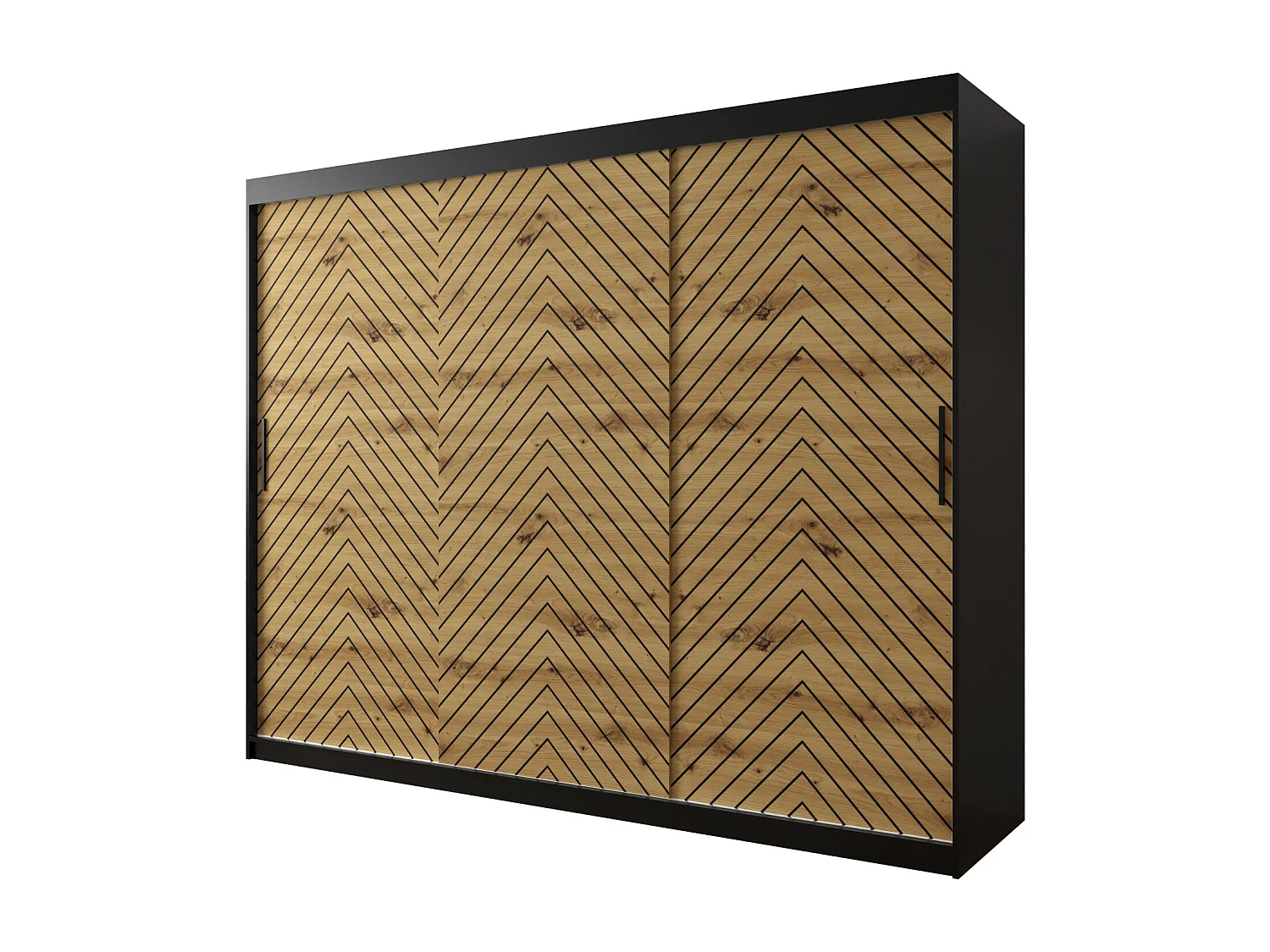 Armoire à portes coulissantes Jodełka 1 200/250/62 3 portes (Noir/Artisan)