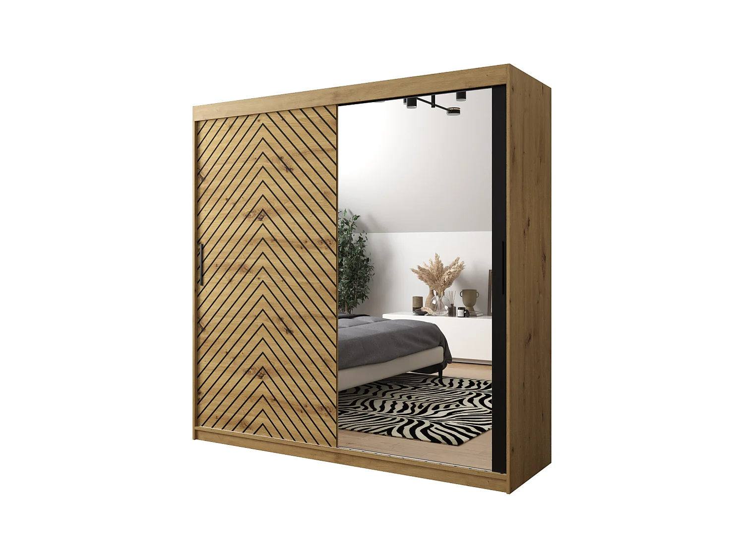 Schwebetürenschrank Jodełka 2 200/200/62 2-Türig (Artisan)