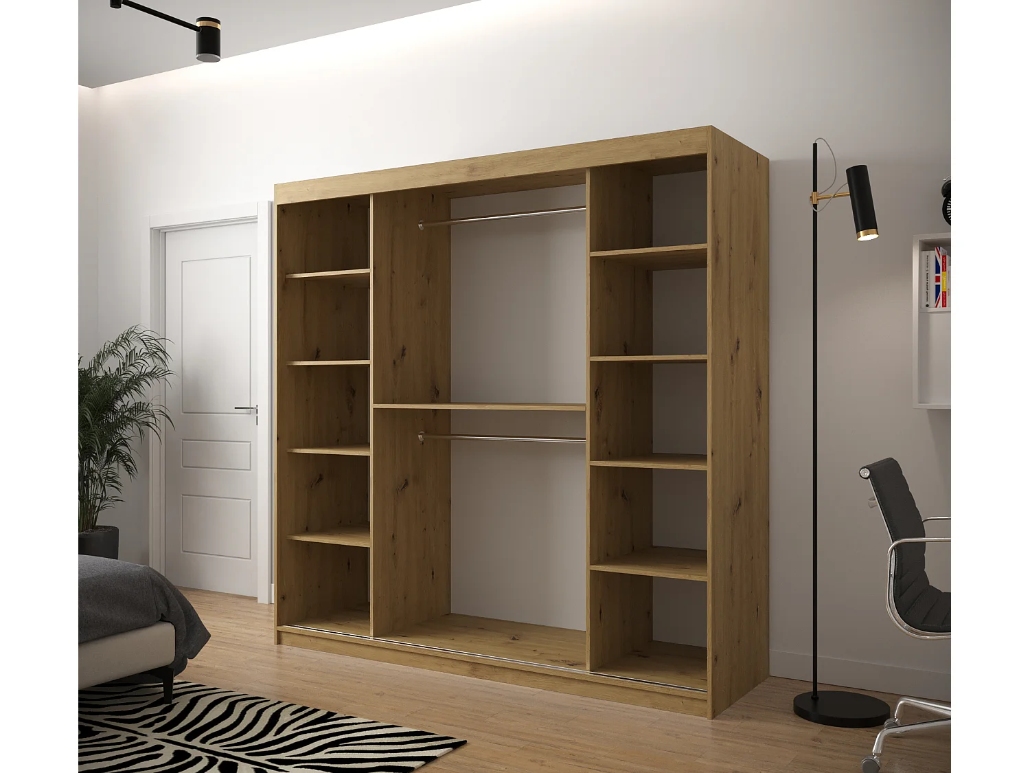 Schwebetürenschrank Jodełka 2 200/200/62 2-Türig (Artisan)