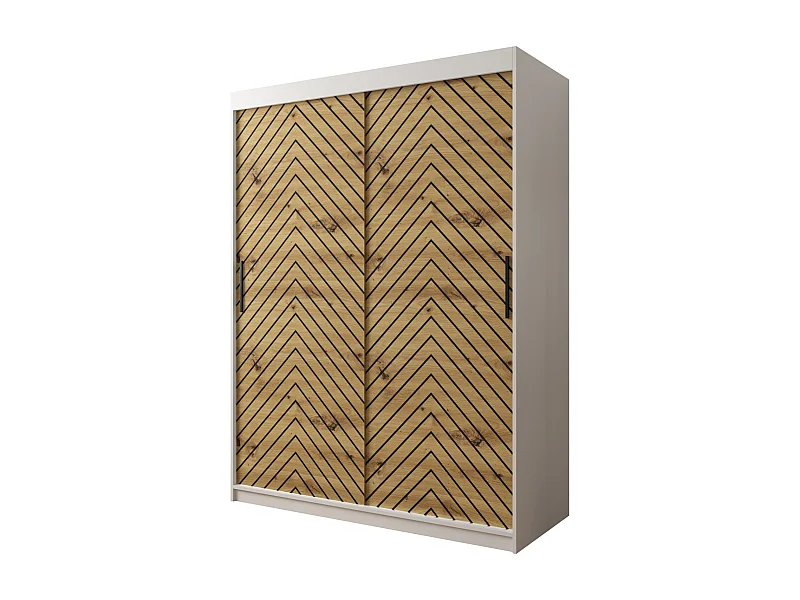 Schwebetürenschrank Jodełka 1 200/150/62 2-Türig (Weiß/Artisan)