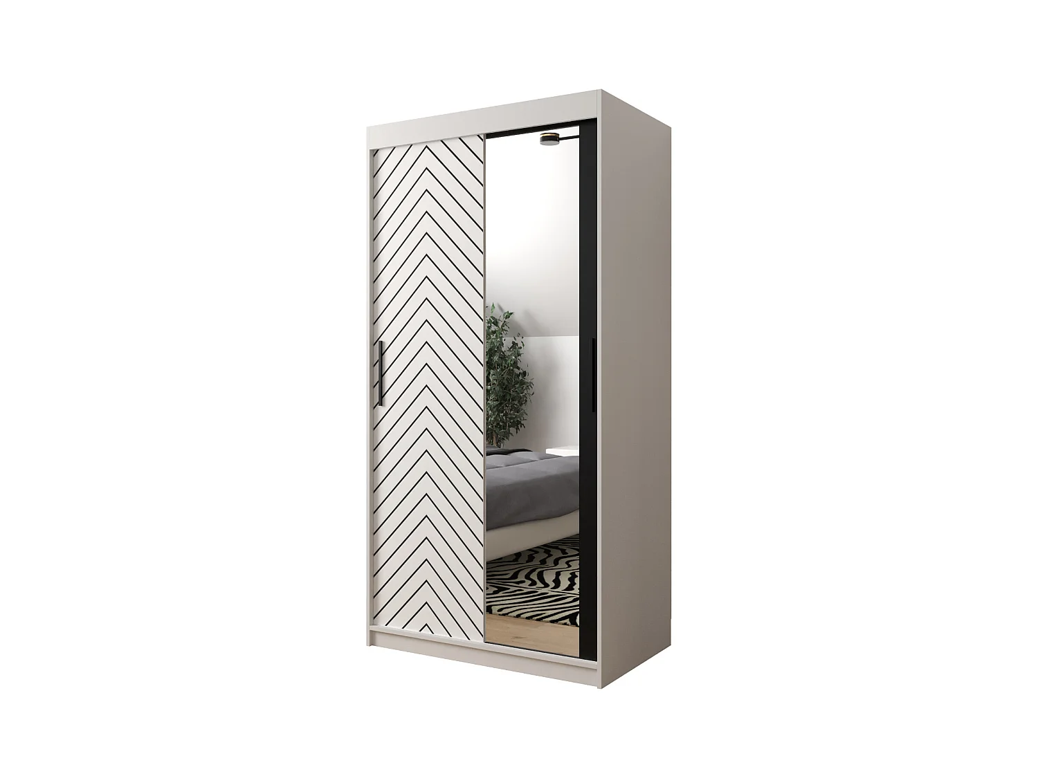 Armoire à portes coulissantes Jodełka 2 200/100/62 2 portes (Blanc)