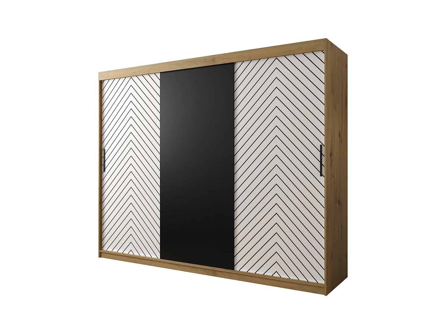 Armoire à portes coulissantes Jodełka 200/250/62 3 portes (Artisan/Blanc)