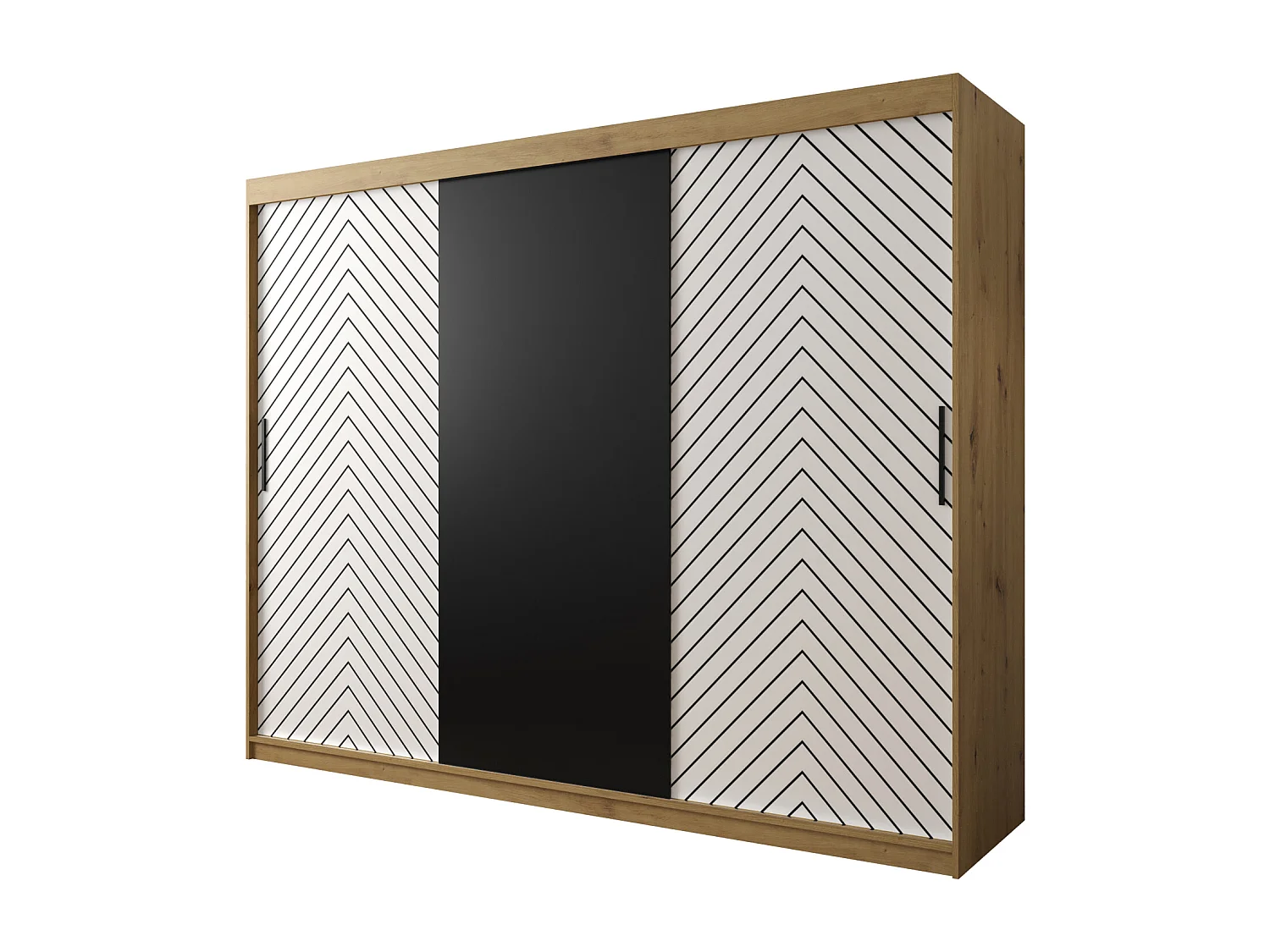 Armoire à portes coulissantes Jodełka 200/250/62 3 portes (Artisan/Blanc)