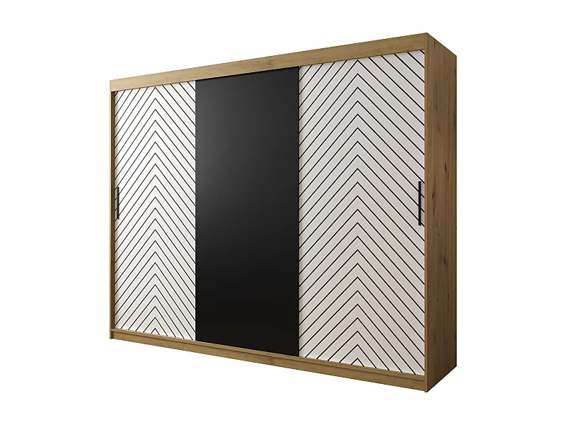 Armoire à portes coulissantes Jodełka 200/250/62 3 portes (Artisan/Blanc)