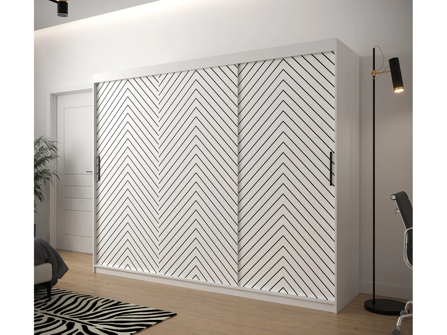 Armoire à portes coulissantes Jodełka 1 200/250/62 3 portes (Blanc)