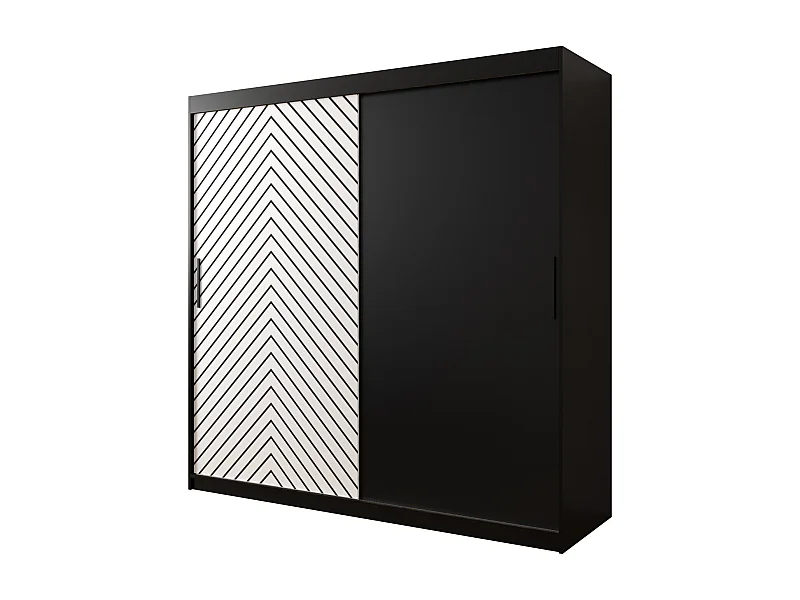 Armoire à portes coulissantes Jodełka 200/200/62 2 portes (Noir/Blanc)