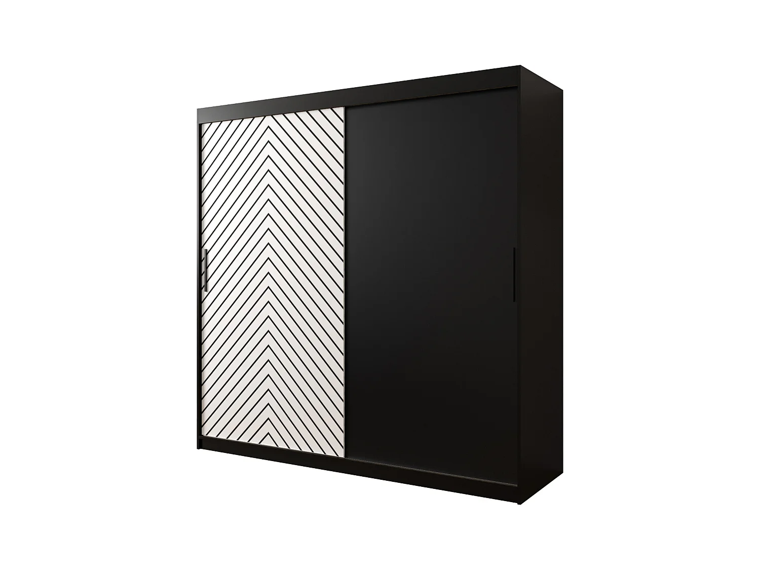 Armoire à portes coulissantes Jodełka 200/200/62 2 portes (Noir/Blanc)