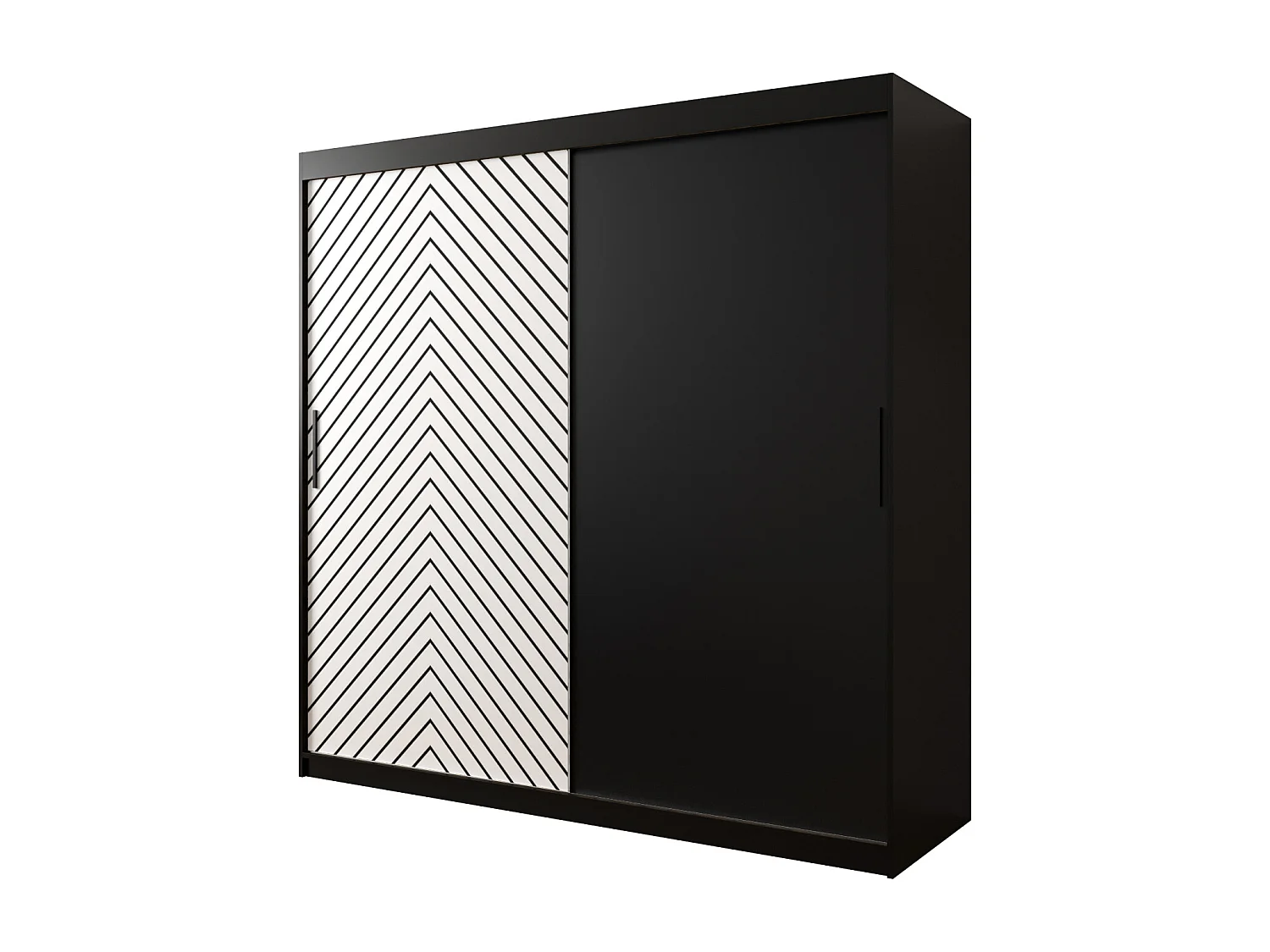 Armoire à portes coulissantes Jodełka 200/200/62 2 portes (Noir/Blanc)