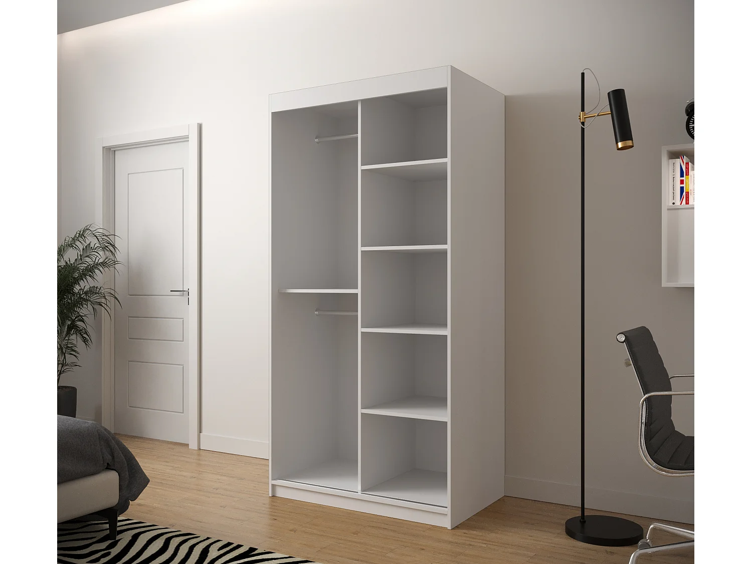 Schwebetürenschrank Jodełka 2 200/100/62 2-Türig (Weiß/Artisan)