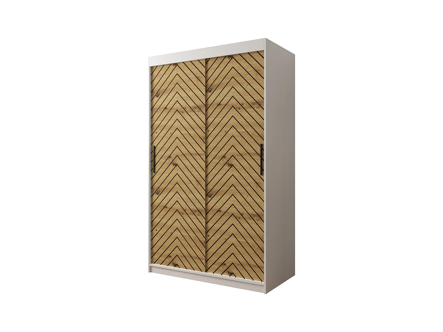 Armoire à portes coulissantes Jodełka 1 200/120/62 2 portes (Blanc/Artisan)