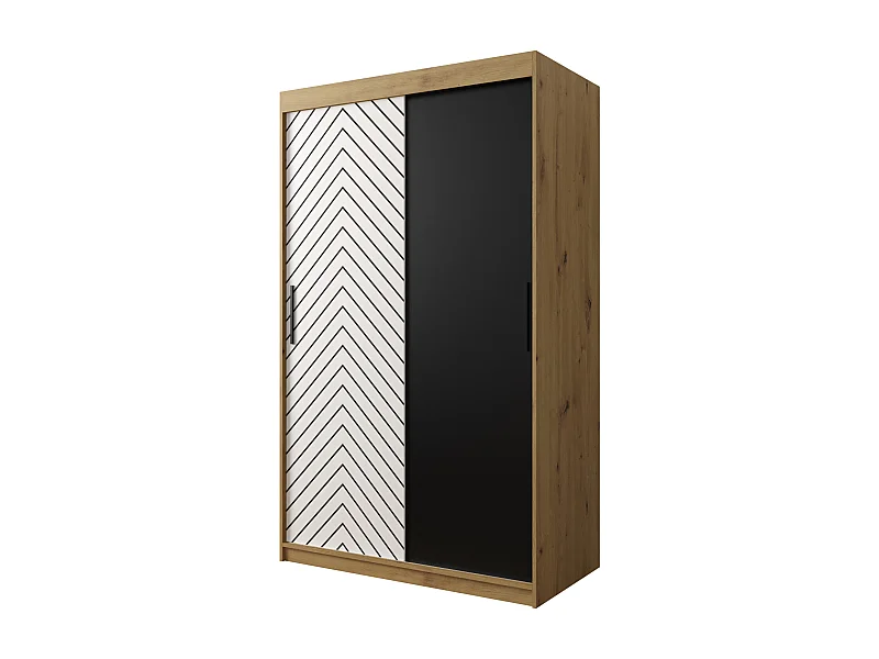 Armoire à portes coulissantes Jodełka 200/120/62 2 portes (Artisan/Blanc)