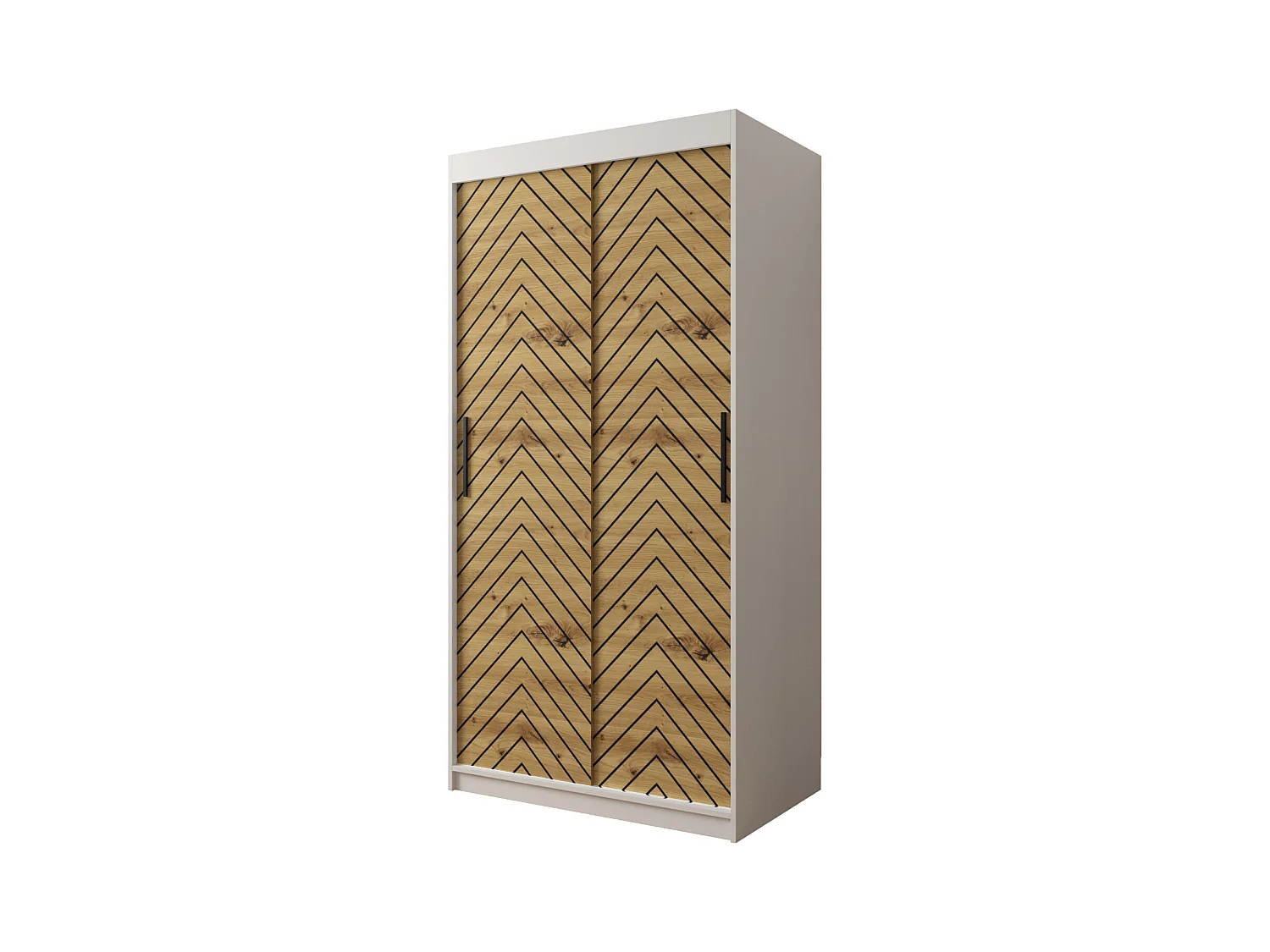 Armoire à portes coulissantes Jodełka 1 200/100/62 2 portes (Blanc/Artisan)