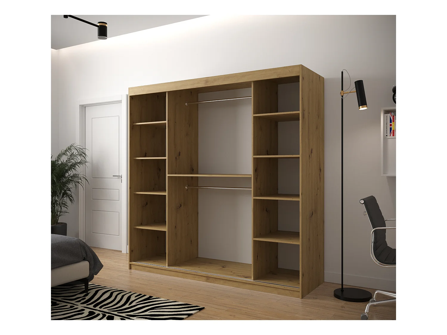 Schwebetürenschrank Jodełka 1 200/200/62 2-Türig (Artisan)