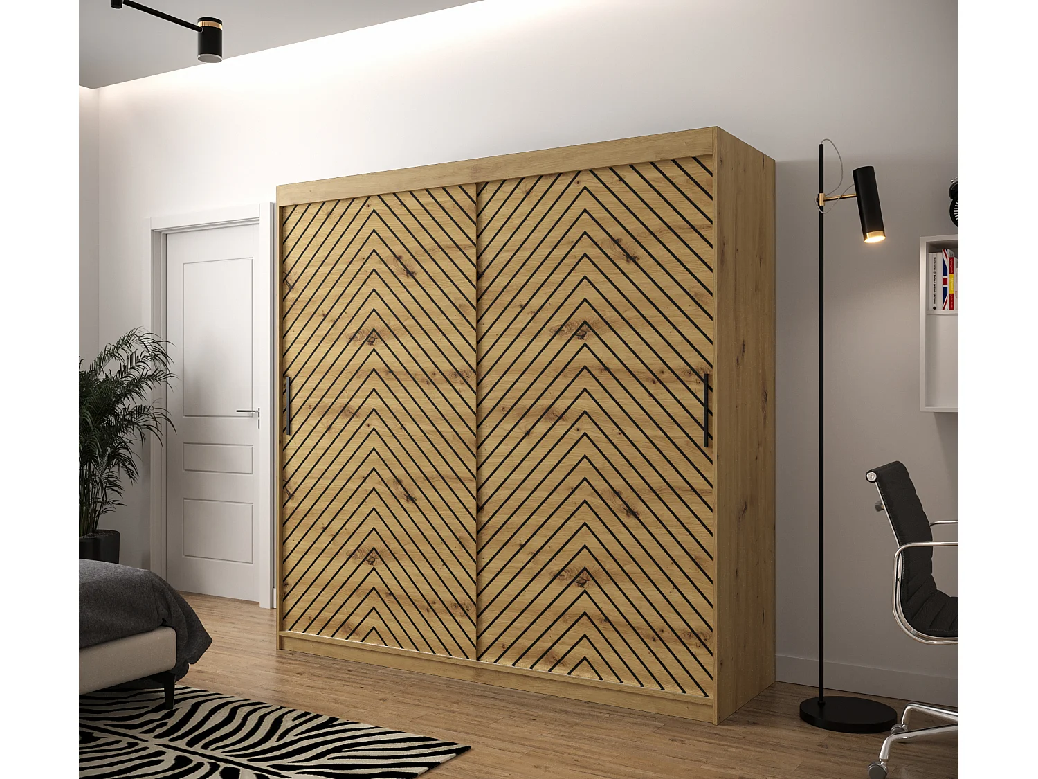 Armoire à portes coulissantes Jodełka 1 200/200/62 2 portes (Artisan)