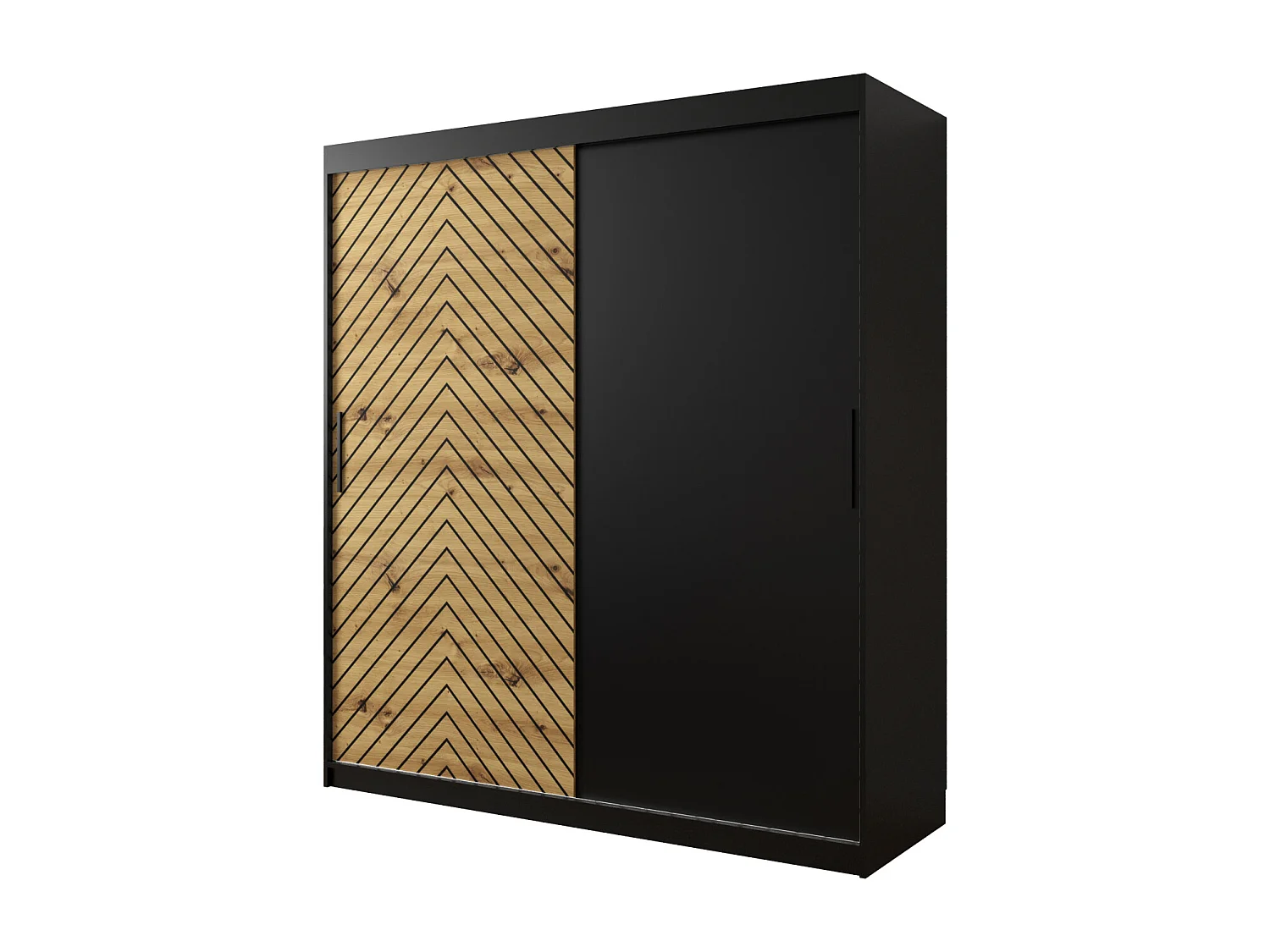 Armoire à portes coulissantes Jodełka 200/180/62 2 portes (Noir/Artisan)