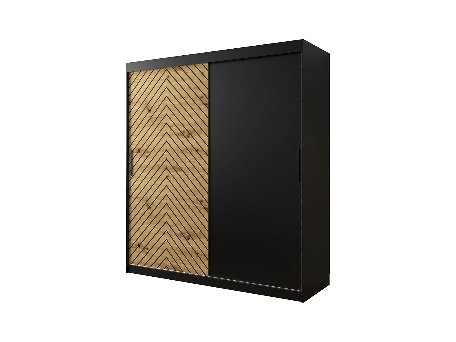 Armoire à portes coulissantes Jodełka 200/180/62 2 portes (Noir/Artisan)
