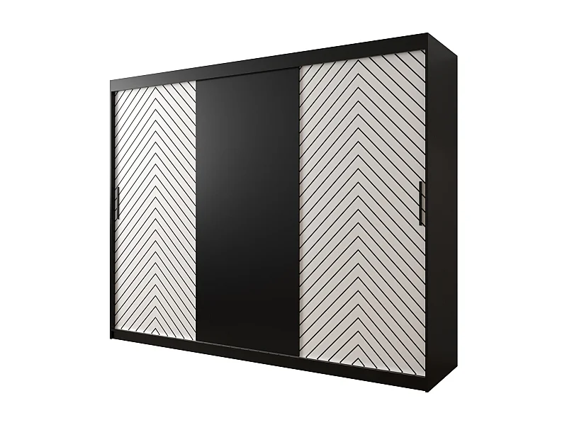 Armoire à portes coulissantes Jodełka 200/250/62 3 portes (Noir/Blanc)