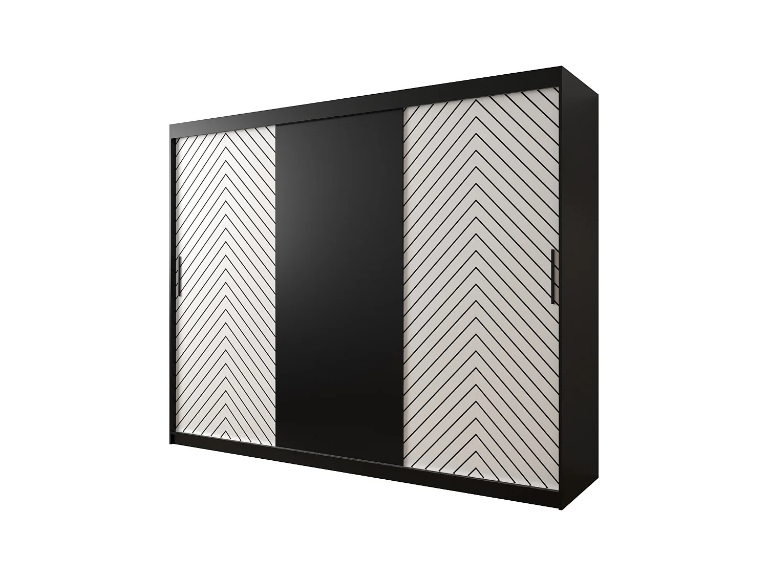 Armoire à portes coulissantes Jodełka 200/250/62 3 portes (Noir/Blanc)