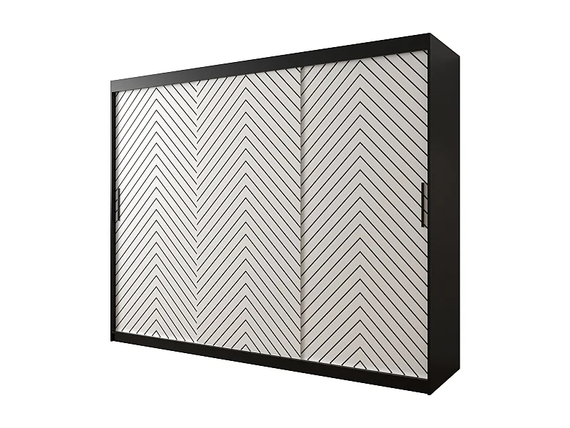 Schwebetürenschrank Jodełka 1 200/250/62 3-Türig (Schwarz/Weiß)