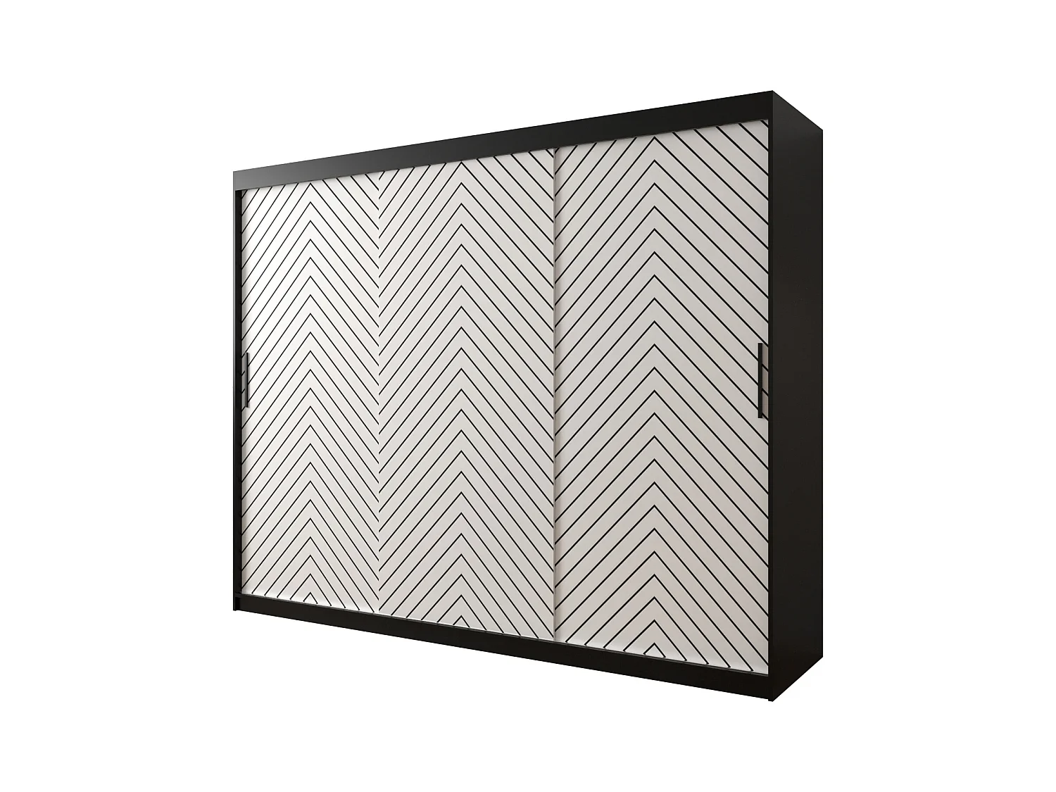 Armoire à portes coulissantes Jodełka 1 200/250/62 3 portes (Noir/Blanc)