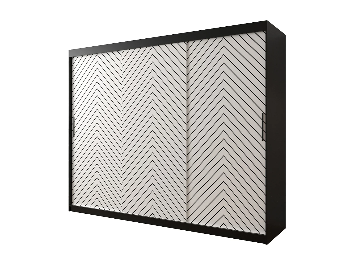 Armoire à portes coulissantes Jodełka 1 200/250/62 3 portes (Noir/Blanc)