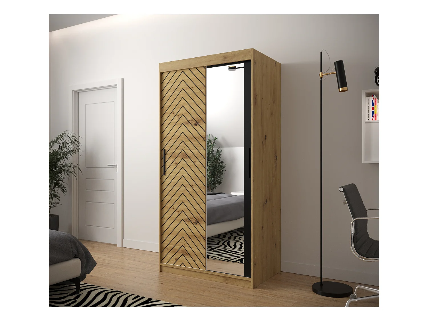 Armoire à portes coulissantes Jodełka 2 200/100/62 2 portes (Artisan)