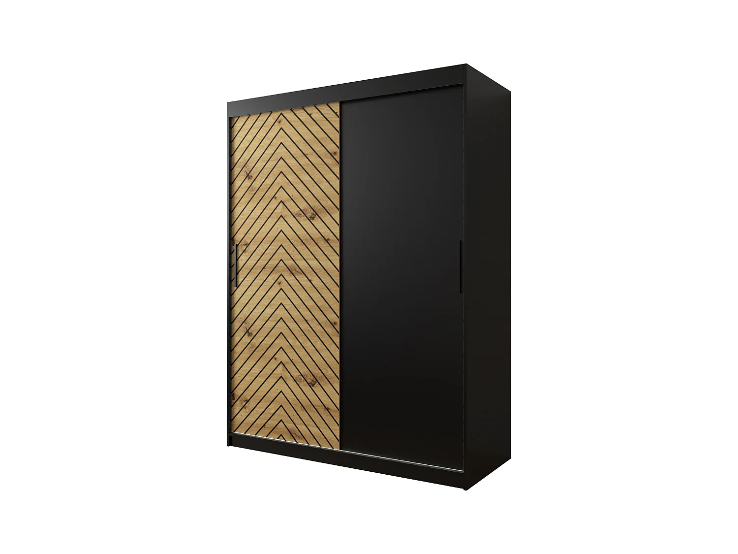 Armoire à portes coulissantes Jodełka 200/150/62 2 portes (Noir/Artisan)