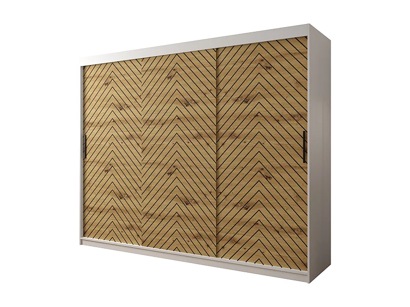 Armoire à portes coulissantes Jodełka 1 200/250/62 3 portes (Blanc/Artisan)