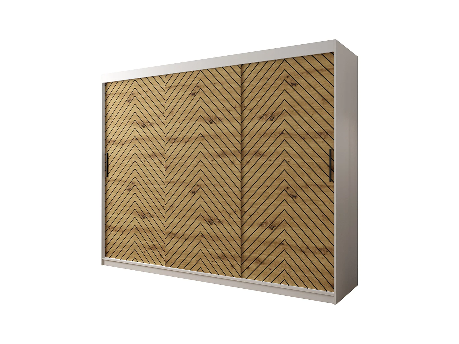 Schwebetürenschrank Jodełka 1 200/250/62 3-Türig (Weiß/Artisan)