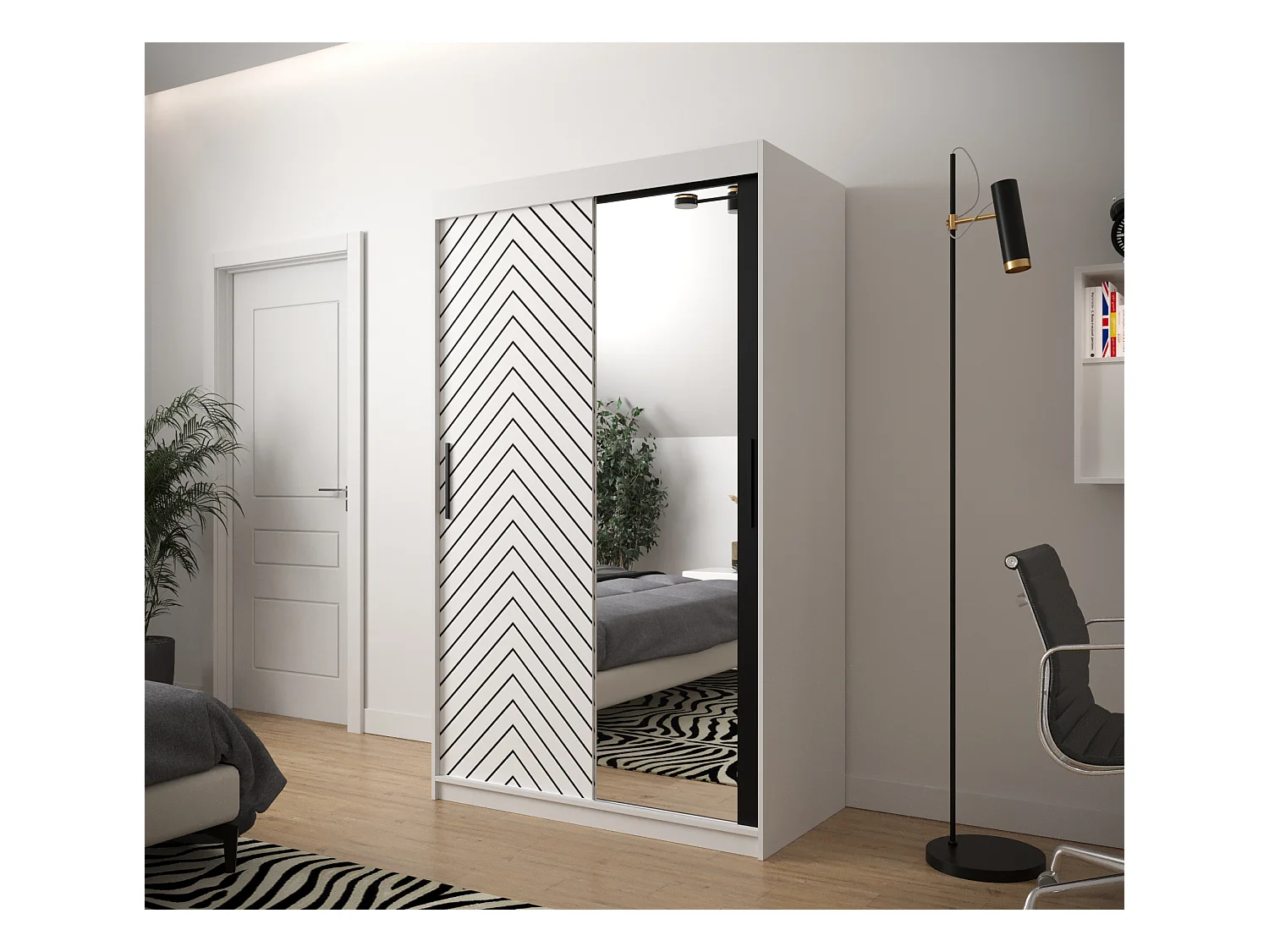 Armoire à portes coulissantes Jodełka 2 200/120/62 2 portes (Blanc)