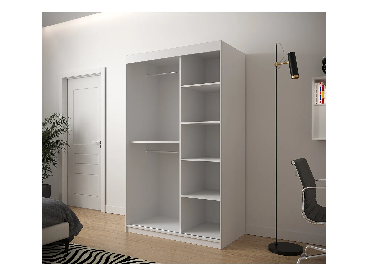 Armoire à portes coulissantes Jodełka 2 200/120/62 2 portes (Blanc)