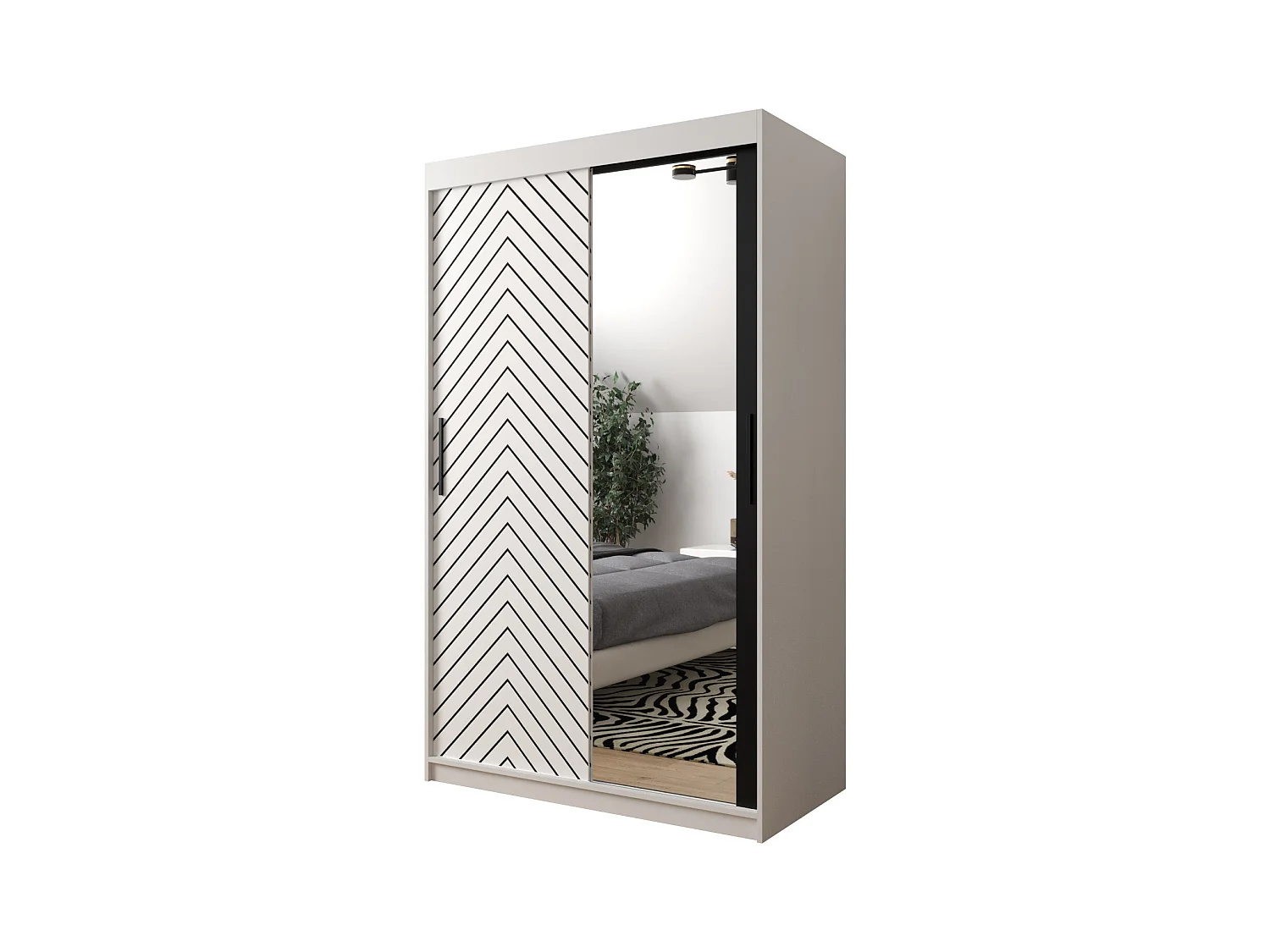 Armoire à portes coulissantes Jodełka 2 200/120/62 2 portes (Blanc)