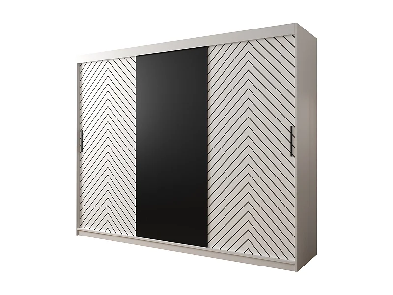 Schwebetürenschrank Jodełka 200/250/62 3-Türig (Weiß)