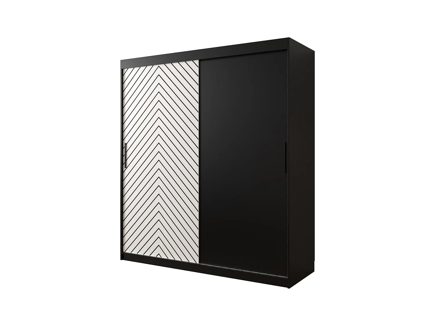 Armoire à portes coulissantes Jodełka 200/180/62 2 portes (Noir/Blanc)