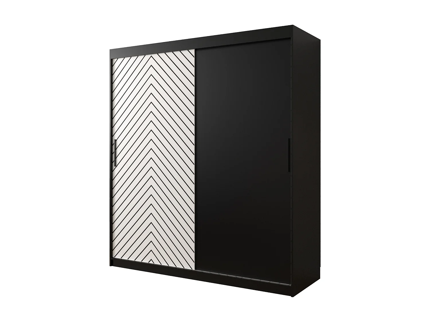 Armoire à portes coulissantes Jodełka 200/180/62 2 portes (Noir/Blanc)