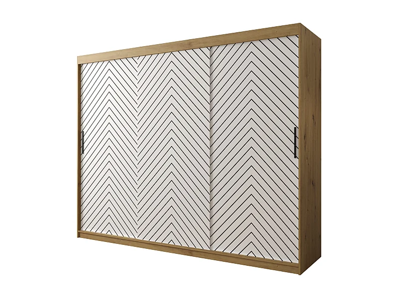 Armoire à portes coulissantes Jodełka 1 200/250/62 3 portes (Artisan/Blanc)