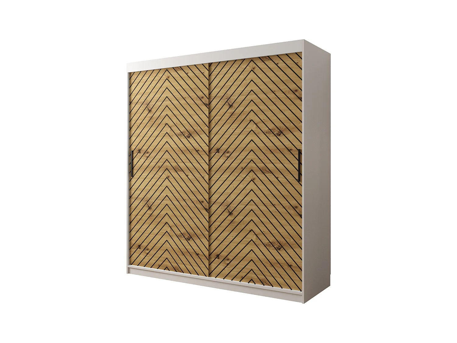 Schwebetürenschrank Jodełka 1 200/180/62 2-Türig (Weiß/Artisan)