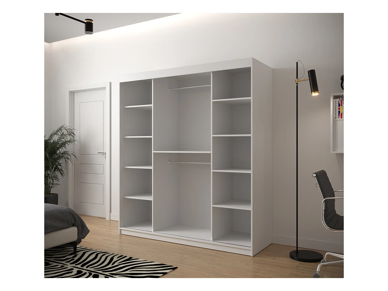 Schwebetürenschrank Jodełka 1 200/180/62 2-Türig (Weiß/Artisan)