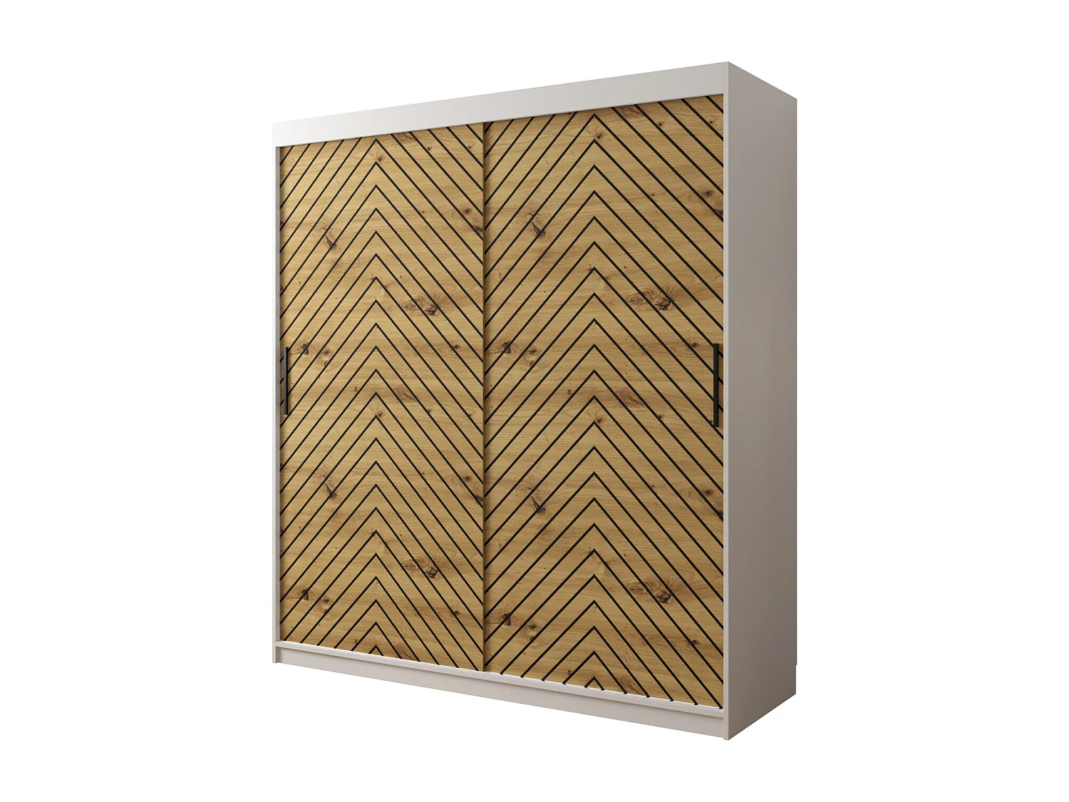 Schwebetürenschrank Jodełka 1 200/180/62 2-Türig (Weiß/Artisan)