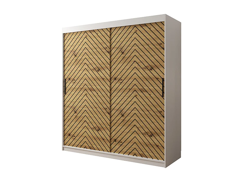 Schwebetürenschrank Jodełka 1 200/180/62 2-Türig (Weiß/Artisan)