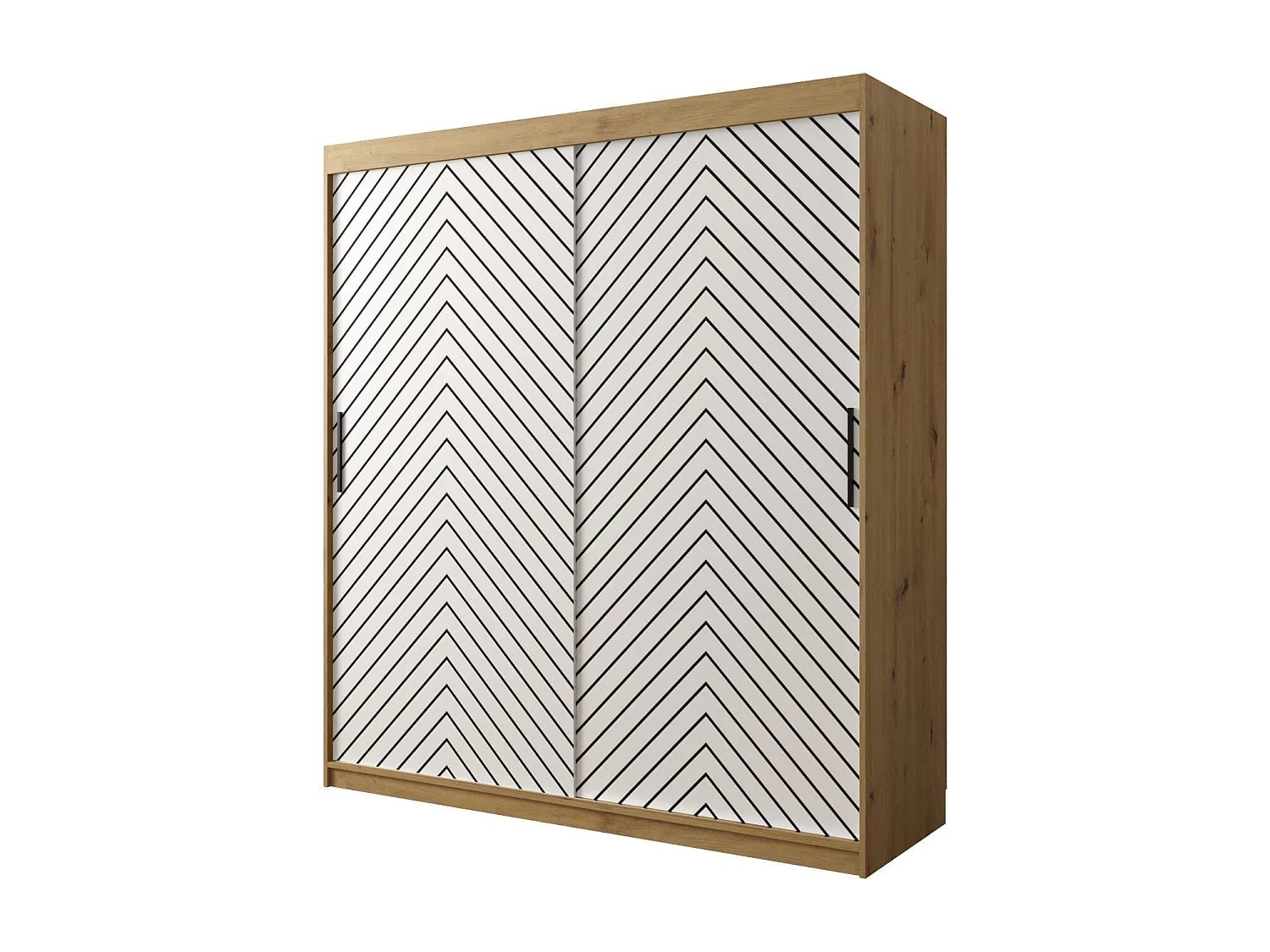 Armoire à portes coulissantes Jodełka 1 200/180/62 2 portes (Artisan/Blanc)