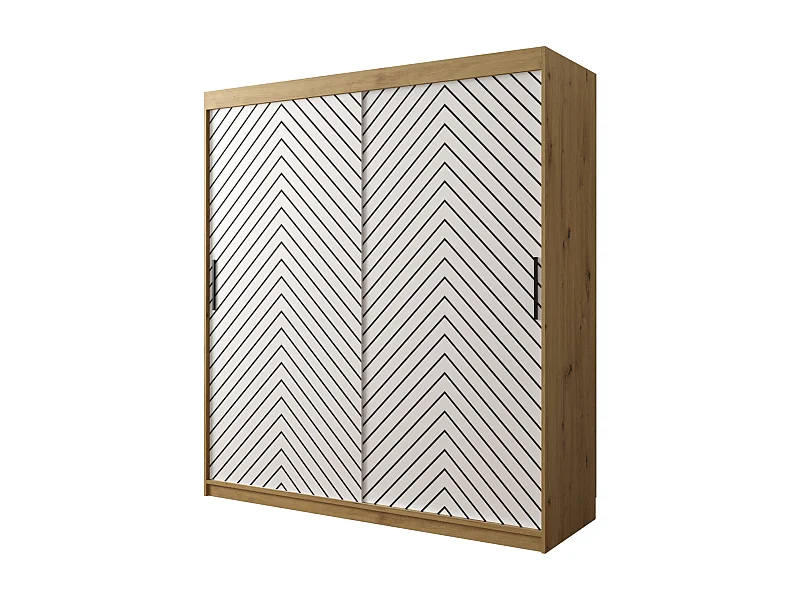 Armoire à portes coulissantes Jodełka 1 200/180/62 2 portes (Artisan/Blanc)