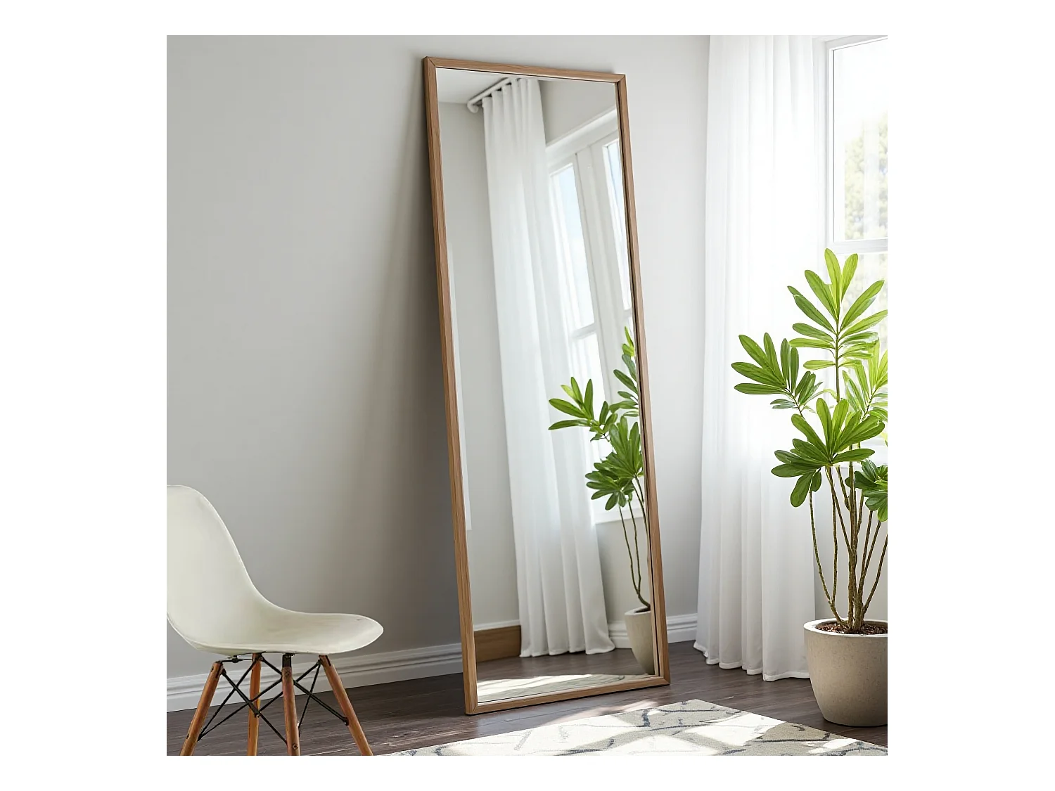 Miroir pleine longueur 150x40 cm, rectangulaire, à poser ou suspendre, cadre aluminium, idéal salle de bain, chambre, entrée et couloir, noir