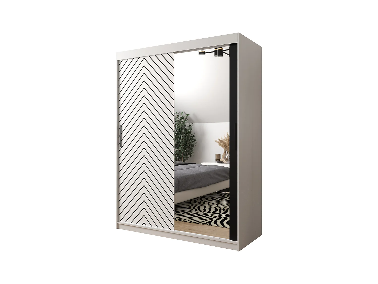 Armoire à portes coulissantes Jodełka 2 200/150/62 2 portes (Blanc)