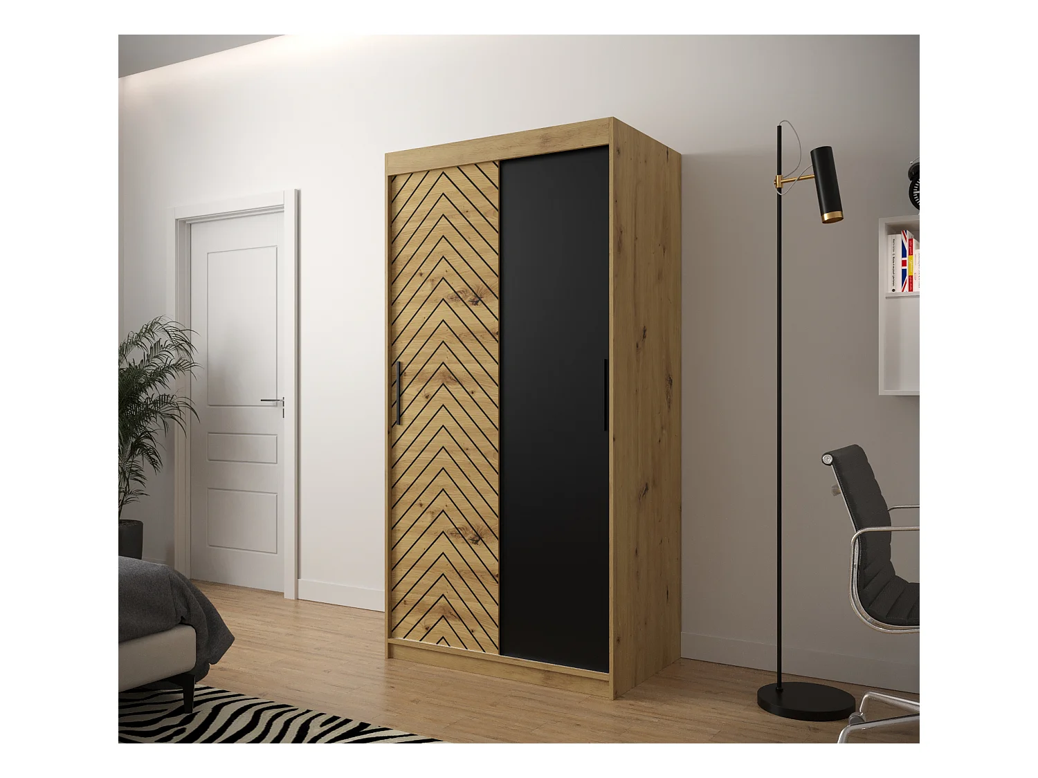 Armoire à portes coulissantes Jodełka 200/100/62 2 portes (Artisan)