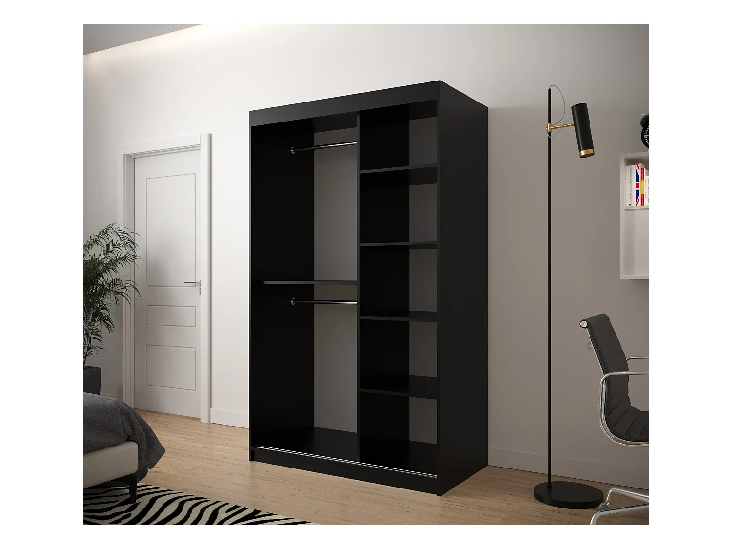 Armoire à portes coulissantes Jodełka 2 200/120/62 2 portes (Noir/Artisan)