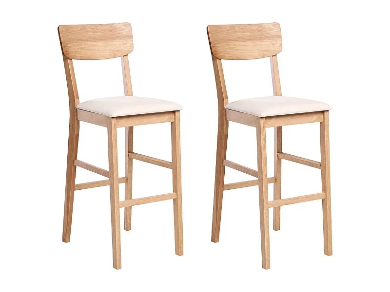 Lot de 2 chaises de bar AMBLER Bois Marron clair/beige