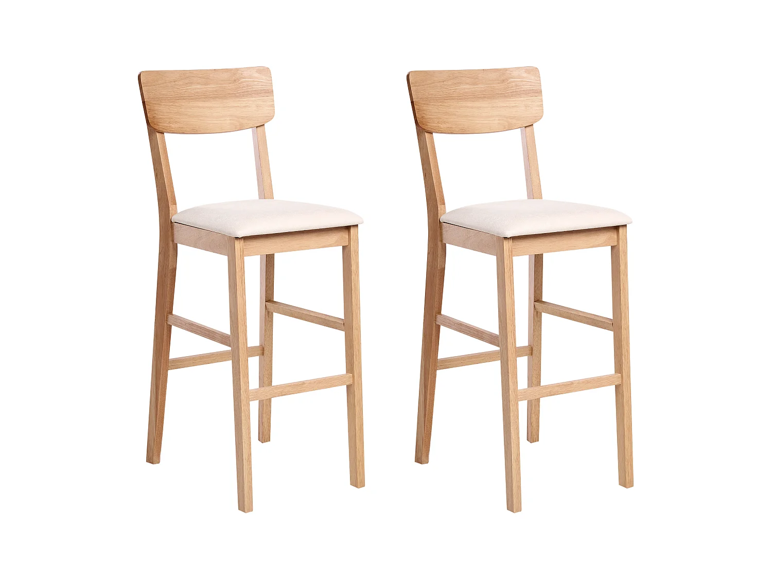 Lot de 2 chaises de bar AMBLER Bois Marron clair/beige
