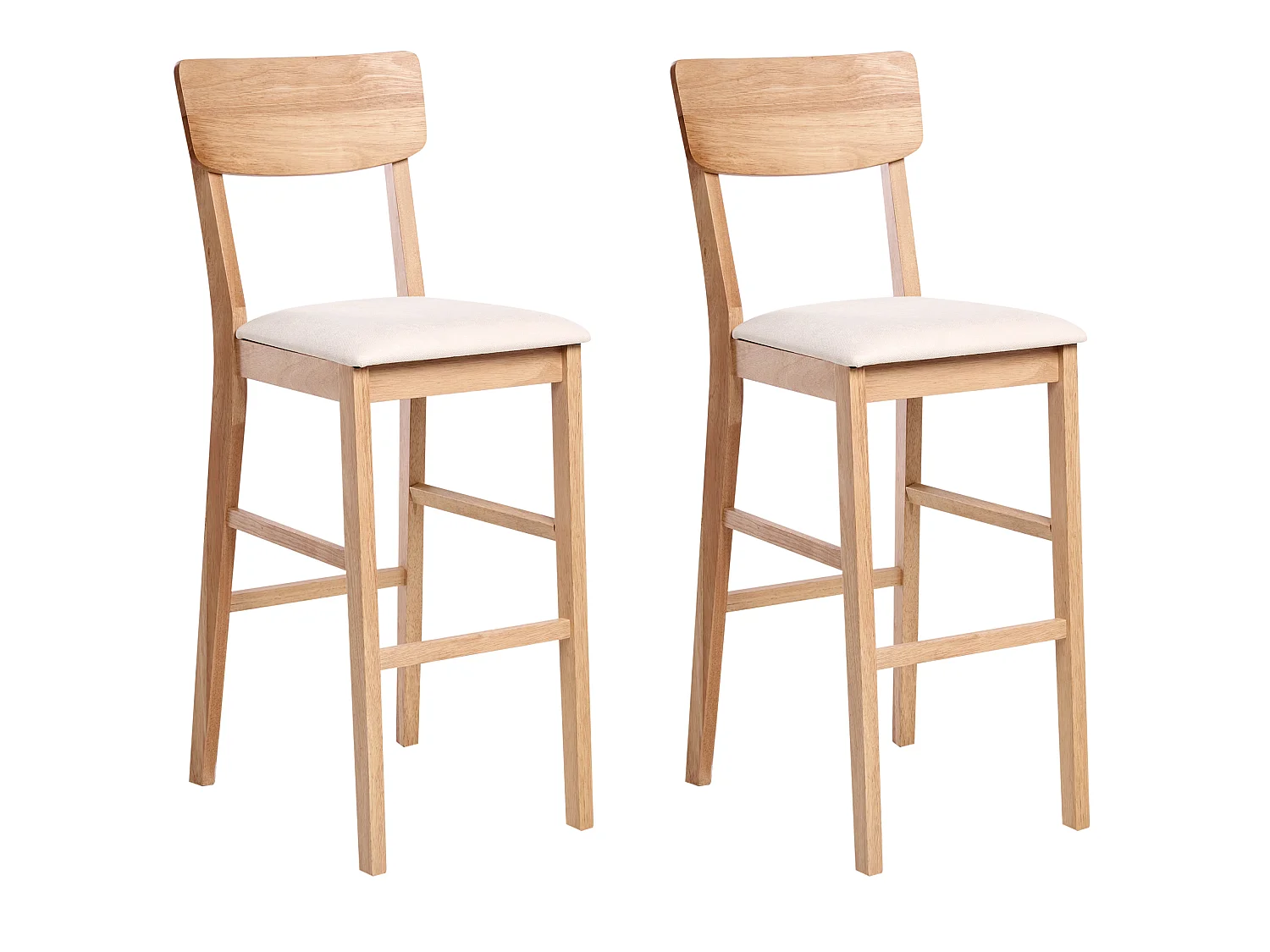 Lot de 2 chaises de bar AMBLER Bois Marron clair/beige